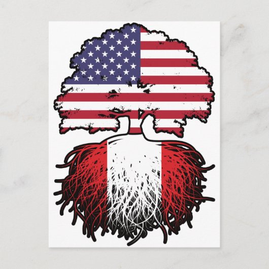 Peru Peru American USA Tree Roots Flag Postkarte (Vorderseite)