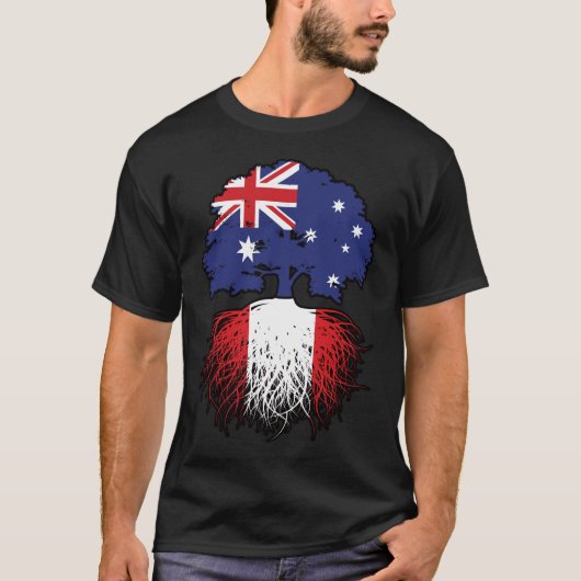 Peru Peru australische Tree Roots Flag T-Shirt (Vorderseite)