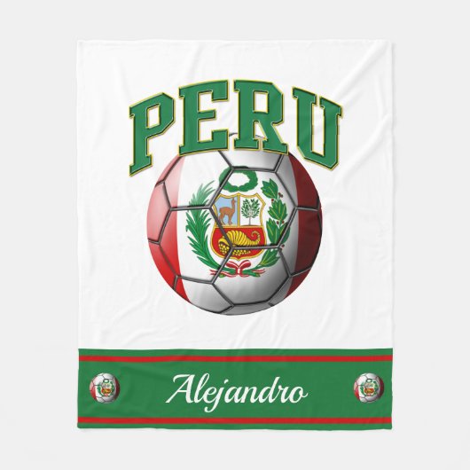 Peru Peru Flag-Fußballball | Name Fleecedecke (Vorderseite)