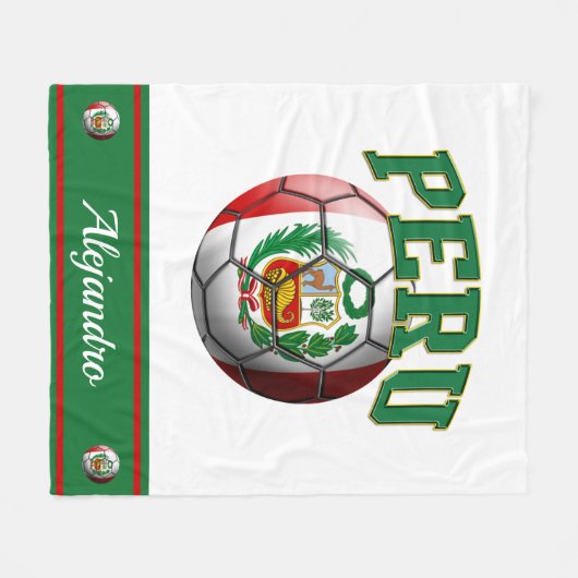 Peru Peru Flag-Fußballball | Name Fleecedecke (Vorderseite (Horizontal))