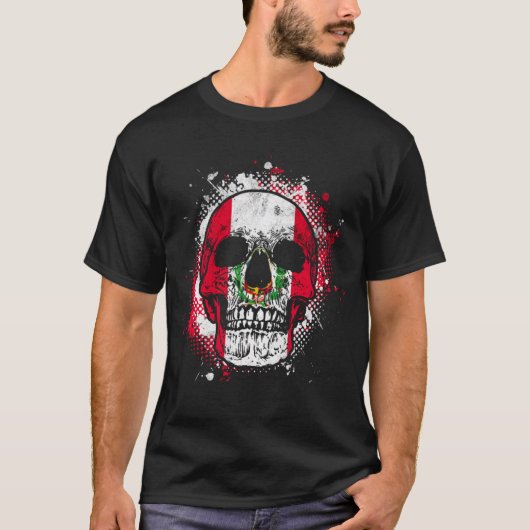 Peru Peru Flag Skull T-Shirt (Vorderseite)