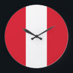 Peru (Peruanische Flagge) Große Wanduhr<br><div class="desc">Anpassbare World Flag Produkte - Bitte fühlen Sie sich frei,  Ihren eigenen Text hinzuzufügen.</div>