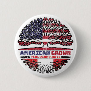 Peru Peruvian USA USA Vereinigte Staaten Tree Button