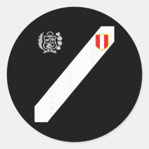 Peru Rotes Shirt Peruanische Flagge Escudo Retro F Runder Aufkleber