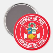 Peru-RundEmblem Magnet (Vorderseite/Rückseite)