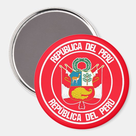Peru-RundEmblem Magnet (Vorderseite/Rückseite)