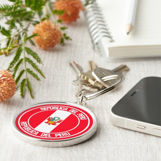 Peru-RundEmblem Schlüsselanhänger (Seite)