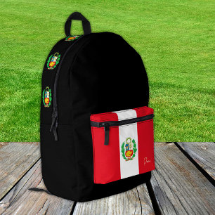 Peru, schwarzer Rucksack, peruanische Flagge / pat Bedruckter Rucksack