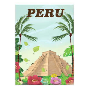 Peru Südamerika Vintage-Cartoon-Reiseposter Fotodruck