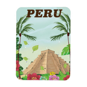 Peru Südamerika Vintage-Cartoon-Reiseposter Magnet