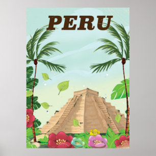 Peru Südamerika Vintage-Cartoon-Reiseposter Poster