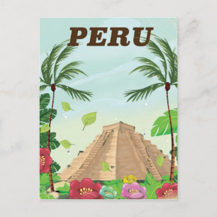 Peru Südamerika Vintage-Cartoon-Reiseposter Postkarte