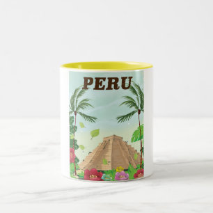 Peru Südamerika Vintager Cartoon Reiseplakat Zweifarbige Tasse
