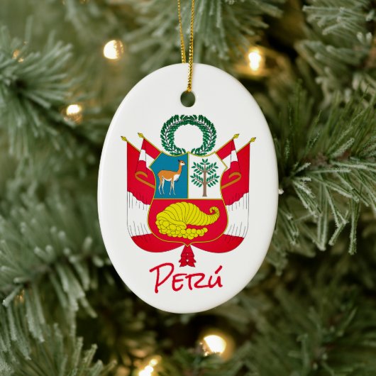 Peru-Wappen Keramik Ornament (Baum)