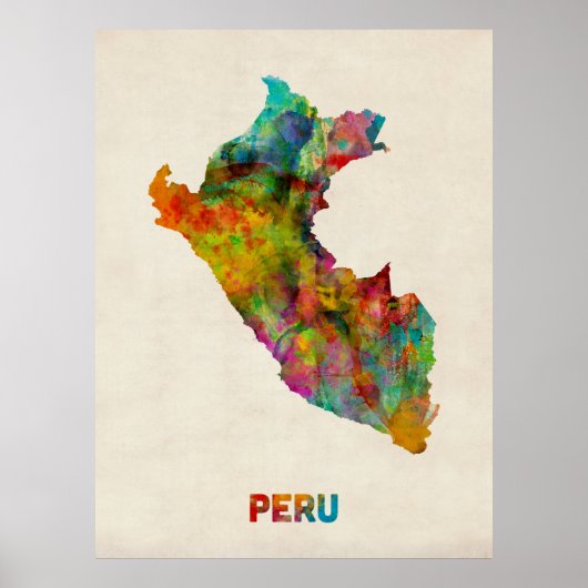 Peru Watercolor Map Poster (Vorne)