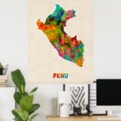 Peru Watercolor Map Poster (Heimbüro)