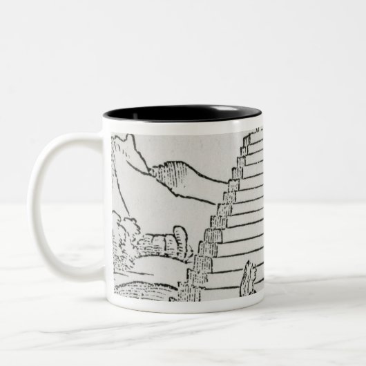 Peruaner, der das Sun anbetet Zweifarbige Tasse (Links)