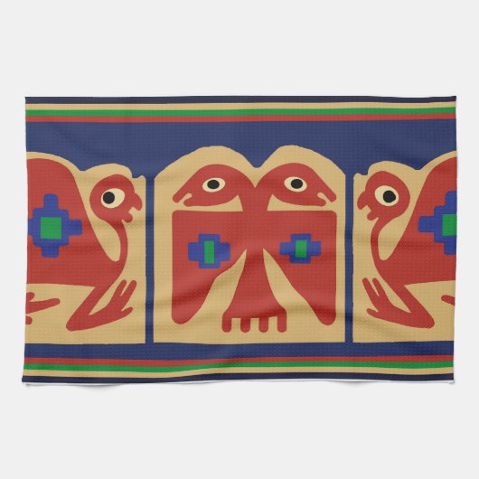 Peruaner zweiköpfiger Stammvogel Geschirrtuch (Horizontal)