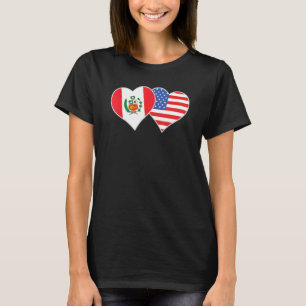 Peruanisch-amerikanische Flagge Herz Peru Usa T-Shirt