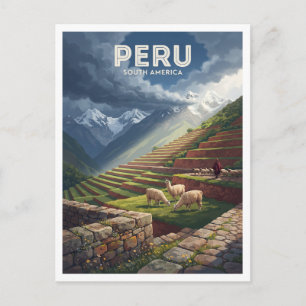 Peruanische Anden Terrassierte Weiden Cusco Reise Postkarte
