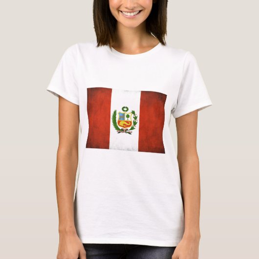 Peruanische Flagge mit Emblem T-Shirt (Vorderseite)