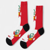 Peruanische Flagge Patriotisch, Nachhaltig Peru Pr Socken (Linkes Detail)