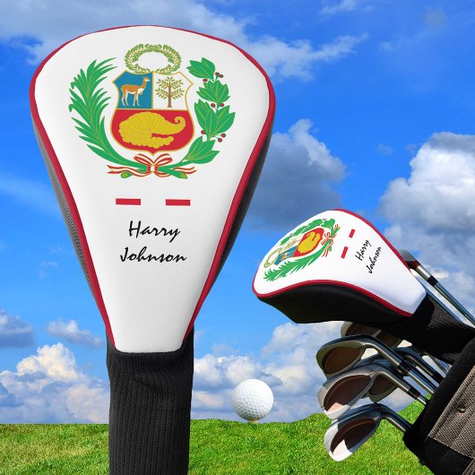 Peruanische Flagge und Mit Monogramm Golfklubs für Golf Headcover