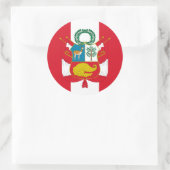 Peruanische Flagge und Wappen, Flagge Perus Runder Aufkleber (Tasche)
