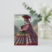 Peruanische Frau in traditionellem Kostüm Postkarte (Stehend Vorderseite)