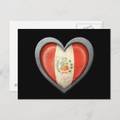 Peruanische Herzenflagge mit Metaleffekt Postkarte (Vorne/Hinten)