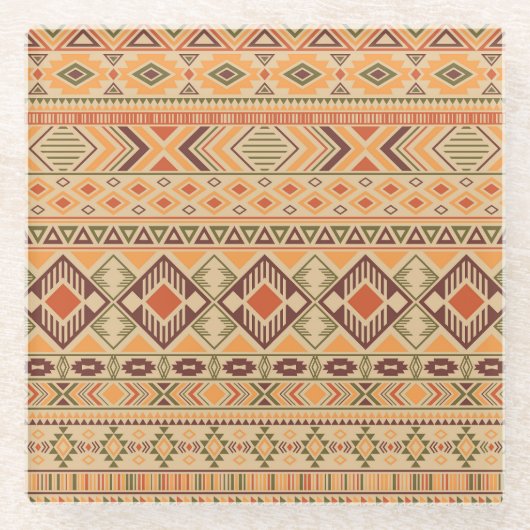 Peruanische Inder: Tribal Geometric Seamless Glasuntersetzer (Vorderseite)