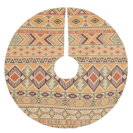 Peruanische Inder: Tribal Geometric Seamless Polyester Weihnachtsbaumdecke (Vorderseite)