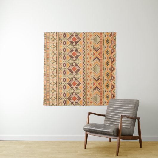 Peruanische Inder: Tribal Geometric Seamless Wandteppich (Beispiel (Horizontal))