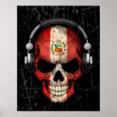 Peruanischer Dj-Schädel mit Kopfhörern Poster (Vorne)