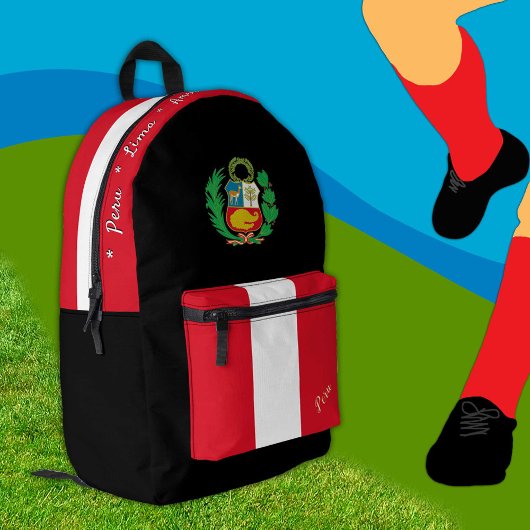 Peruanischer Flag-Rucksack, Peru, Patriot schwarz Bedruckter Rucksack