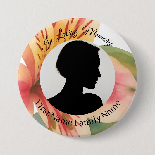 peruanischer Lilien-Gedenkfoto-Button Button (Vorderseite)