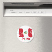 Peruanisches Grunge-Flag-Design Magnet (In Situ (Geschirrspüler))