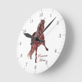 Peruanisches Pferd Woodcut Runde Wanduhr (Winkel)