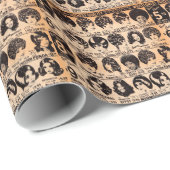 Perückenwerbung Anfang der 1970er Jahre Geschenkpapier (Rolleneckpunkt)