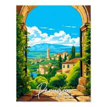Perugia Italien Vintage Reise Illustration