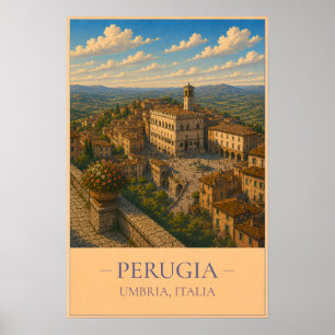 Perugia, Italien – Vintage-Reiseposter Poster