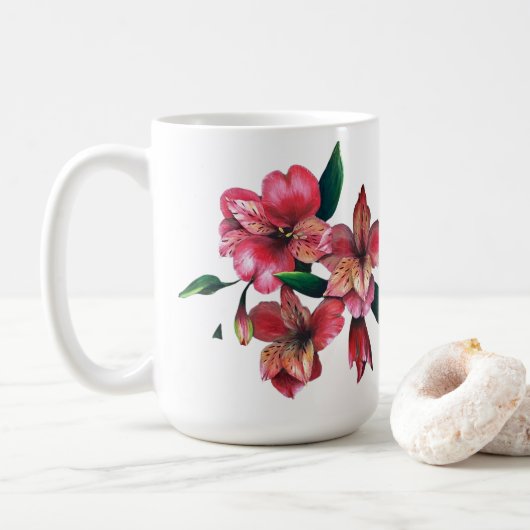 Peruvian Lily Love is the answer love mug Kaffeetasse (Mit Donut)