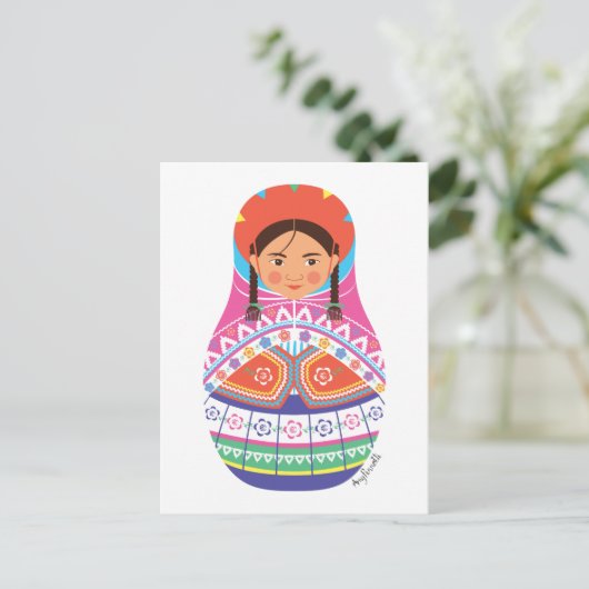 Peruvian Matryoshka Postcard Postkarte (Stehend Vorderseite)