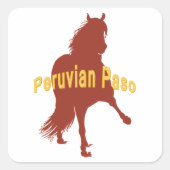 Peruvian Paso Pferde Silhouette Fettschrift Quadratischer Aufkleber (Vorderseite)