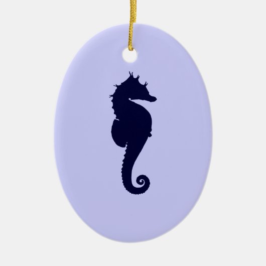 Perwinkle und Dark Blue Sea Horse Keramik Ornament (Vorne)