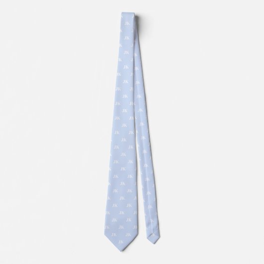 Perwinkle White Monogram Initials Pattern Neck Tie Krawatte (Vorderseite)