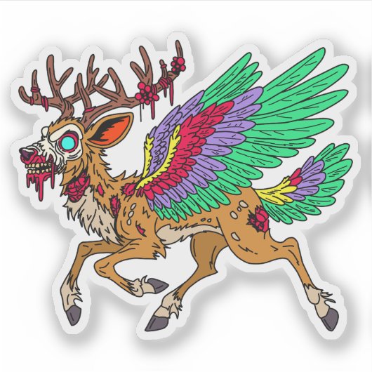 Peryton Zombie Aufkleber (Vorderseite)