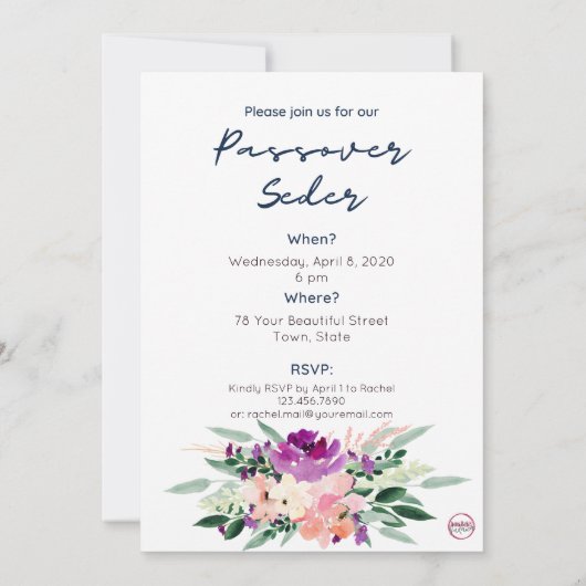 Pesach - Einladung Pessach Seder CUSTOM (Rückseite)