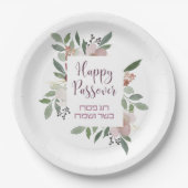 Pesach Kasher veSameach Happy Pessach Floral Pappteller (Vorderseite)