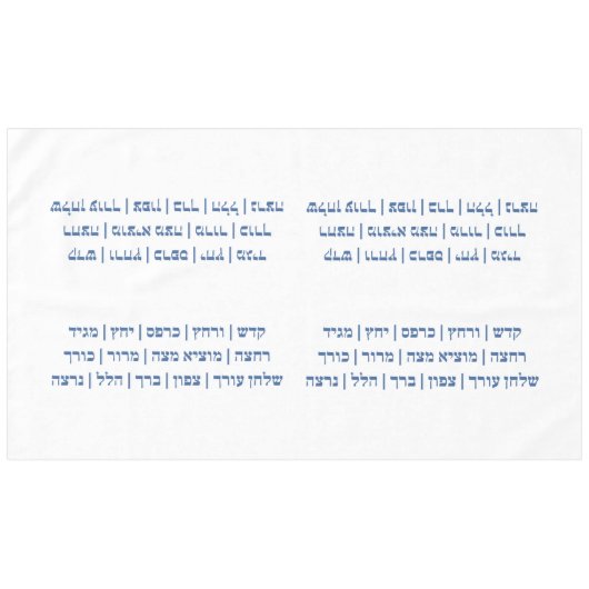 Pesach - Pessach-Hebräische Seder-Bühnen in Blau Tischdecke (Vorderseite (Horizontal))